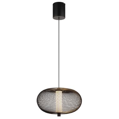 LED hanglamp, opaal, zwart, metalen gaas, D 35 cm