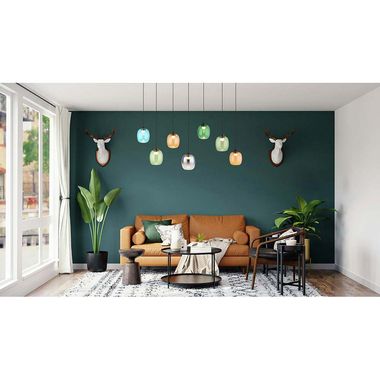 LED hanglamp, zwart, glas, veelkleurig, H 150 cm