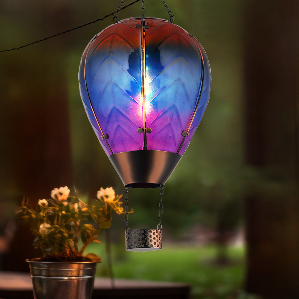 Lampe solaire à LED, montgolfière, effet de feu, H 46 cm | ETC Shop: lampes, mobilier, technologie. Tout d'une source. | ETC Shop
