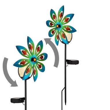 Lampka solarna LED, szklana kula, koło wiatrowe, kolorowa, wys. 50 cm
