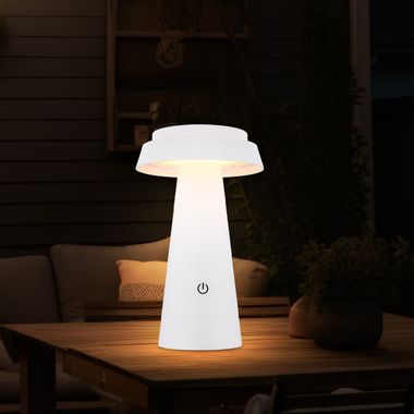 Lampe solaire LED, variateur tactile, USB-C, IP54, blanc, H 23 cm