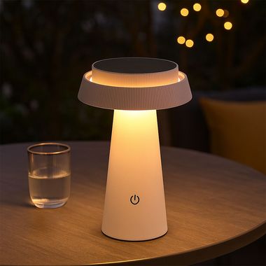 Lampe solaire LED, blanc, variateur tactile, H 23 cm