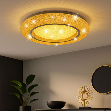 LED Deckenleuchte, Kristalle, bunt, D 38 cm