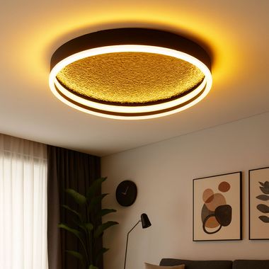 LED Deckenleuchte, schwarz, opal, D 40 cm