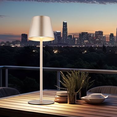 LED table lamp, champagne, rechargeable battery, touch dimmer, bottle top