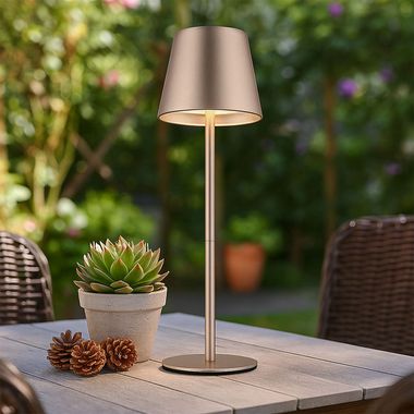 Lampe de table LED, champagne, batterie, variateur tactile, embout pour bouteille