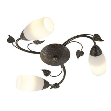 Plafondlamp, roestkleurig, albast glas, bladeren, D 50 cm