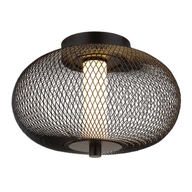 Plafoniera LED, nera, griglia metallica, P 35 cm