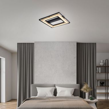 LED Deckenleuchte, dimmbar, Bambus natur, L 46 cm