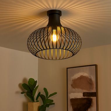 Ceiling light, rust metal, lattice design, H 35 cm