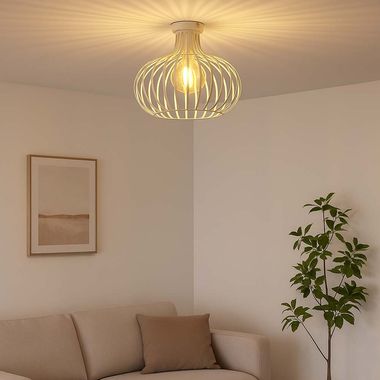 Plafoniera, metallo sabbia, design a reticolo, H 35 cm