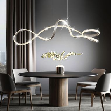 Lampe à suspension LED, nickel, H 120 cm