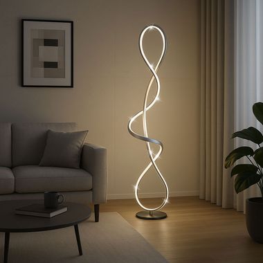 LED vloerlamp, zilver, kristallen, H 132,5 cm