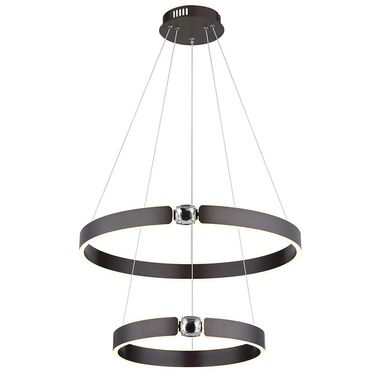 Suspension LED, anneaux, bronze brossé, H 125 cm