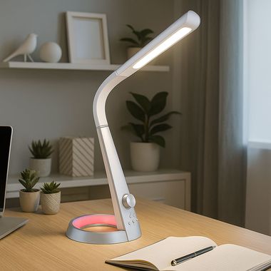 LED tafellamp zilver, dimbaar, RGB nachtlicht H 64 cm