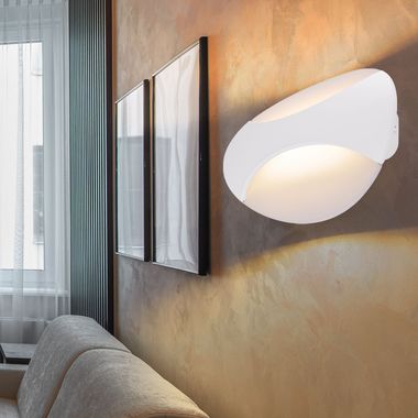 LED wall lamp, metal, white, oval