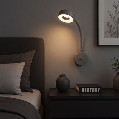 Lampa ścienna LED, srebrna, Flexo, ściemniacz, wys. 45,5 cm