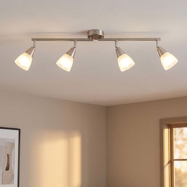 Plafondlamp, metaal, zilver, draaibaar, dimbaar, E14, 4-vlam