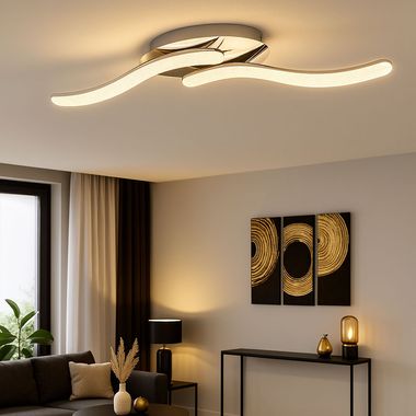 LED plafondlamp, chroom, kristallen, L 75 cm