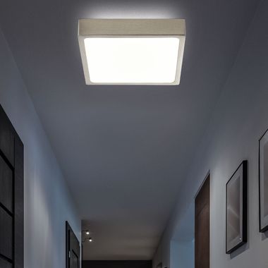 LED Deckenleuchte, dimmbar, Aluminium Druckguss, nickel-matt