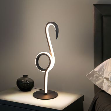 Lampe de table LED, noir, design flamant rose, H 35 cm