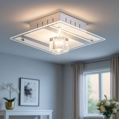 Deckenleuchte aus Spiegelglas und Metall DIAMANTIS