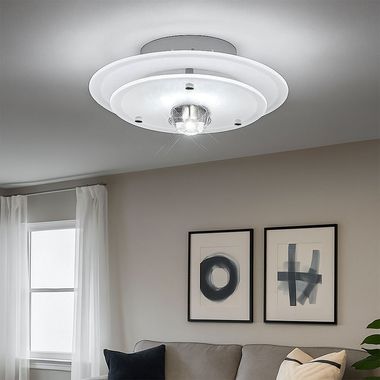 Plafondlamp, metaal, glas, rond, DM 22cm, DIAMANTIS
