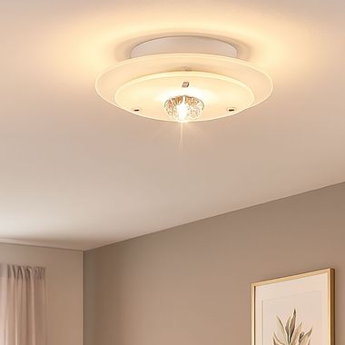 Plafonnier, métal, verre, rond, DM 22cm, DIAMANTIS