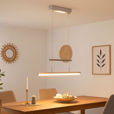 LED Hängeleuchte, Höhenverstellbar, Alu, Chrom, L 61 cm