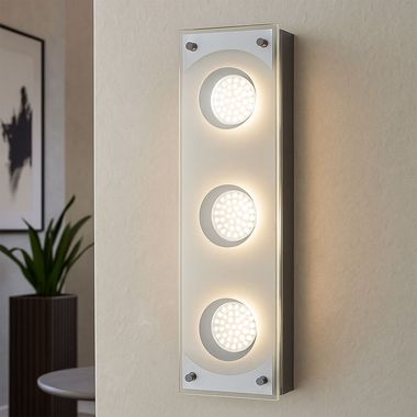 LED plafondlamp voor wandmontage, geborsteld, gesatineerd glas, B 35 cm