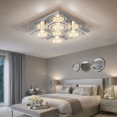 Plafoniera LED, aspetto cristallo, 4 fiamme, vetro, L 33cm