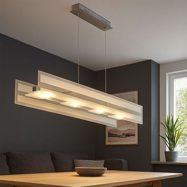 Suspension LED verre, chromé, L 87 cm