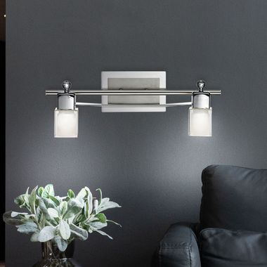 Applique LED, 2 fiamme, spot flessibili, vetro, L 40 cm