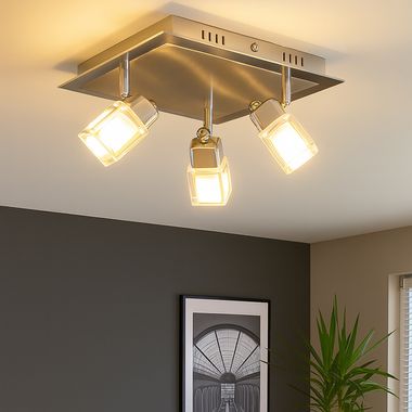 COB LED ceiling and wall light made of chrome and glass