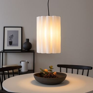 Hanglamp, wit, gegolfd, IP20, 1x E27