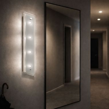 LED Wandleuchte silber, Glas satiniert, B 48 cm