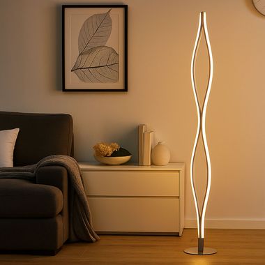 LED Stehleuchte, geschwungen, Aluminium, Höhe 146,5 cm, NOREEN
