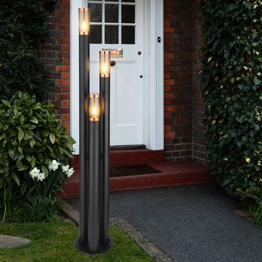Floor lamp, stainless steel, copper, black, smoke, H 170 cm