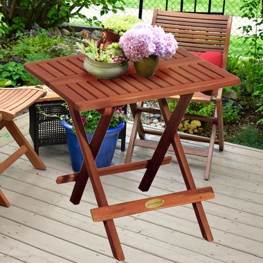 Table, eucalyptus, pliable, marron, huilé, H 50 cm, LOS ANGELES