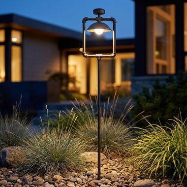 Lampa podłogowa LED GWENDOLINE, metal, czarny, solar, IP44, wys. 158 cm