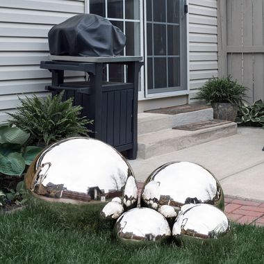 4er Set Dekokugeln, Edelstahl poliert, für Innen und Außen