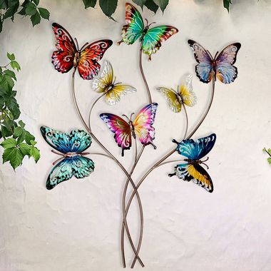 Wall object, butterfly design, multicolored H 73 cm