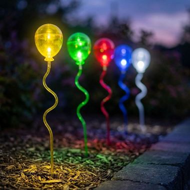 5x LED lampe d'extérieur, interrupteur à pression, capteur crépusculaire, multicolore, H 60 cm