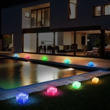 Set of 3 LED solar lights in the form of ice cubes for decoration