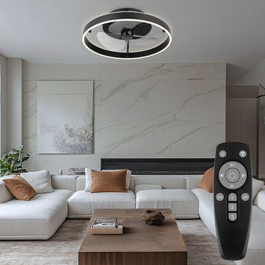 Ventilateur de plafond LED, dimmable, télécommande, D 50 cm
