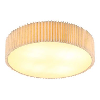 Ceiling light, white metal, natural textile, D 53 cm