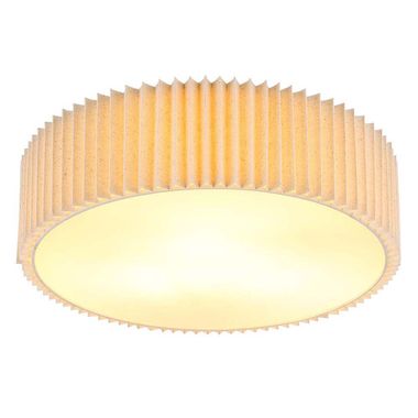Ceiling light, white metal, natural textile, D 43 cm