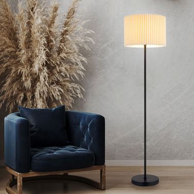 Floor lamp, metal, textile smoke color, H 152 cm