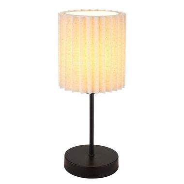 Lampa stołowa, czarny metal, naturalna tkanina, wys. 35 cm