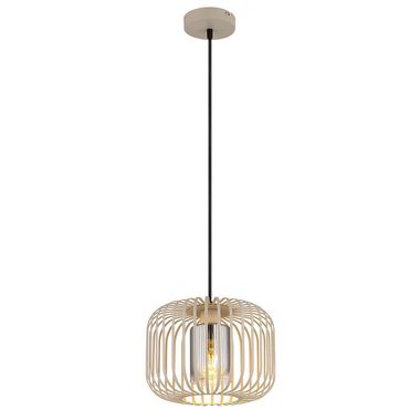 Lampe à suspension, métal, verre fumé, hauteur réglable